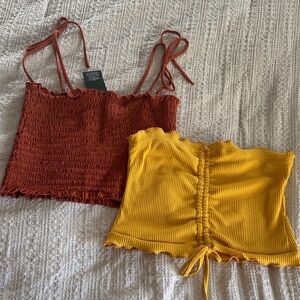 Bundle Women's Strapless Crop Tops - Rust and Mustard